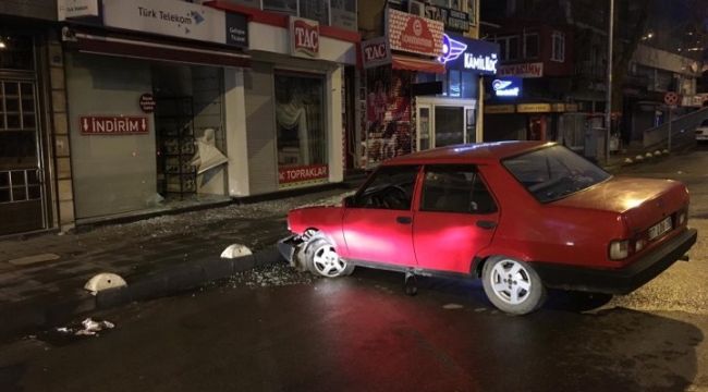 Alkollü sürücü iş yerine girdi