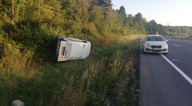  Yoldan çıkan araç takla attı: 1 yaralı 