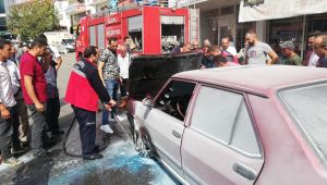 Alaplı'da hareket halindeki otomobil alev aldı