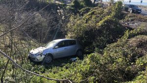 Yoldan çıkan otomobil fındık tarlasına uçtu: 1 yaralı