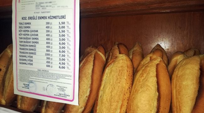 - Kdz. Ereğli'de ekmek fiyatları yüzde 20 zamlandı