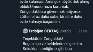 Vali Bektaş, “Umudumuzu korumak, Zonguldaklılara güvenmek istiyoruz”