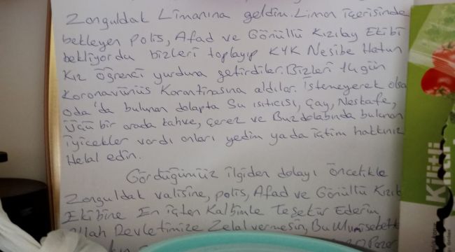 14 günlük karantina sonrası yürek ısıtan mektup