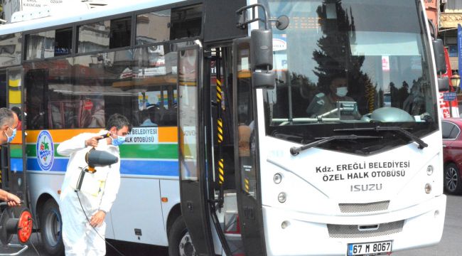 Halk Otobüslerinde dezenfekte çalışmaları sürüyor