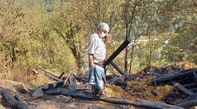 Bahçede yakılan ateş samanlığı küle çevirdi