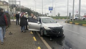 Kazaya karışan tırdan dökülen mazot, başka kazaya neden oldu