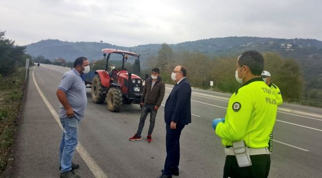 - Vali Tutulmaz trafik kontrol noktasını denetledi