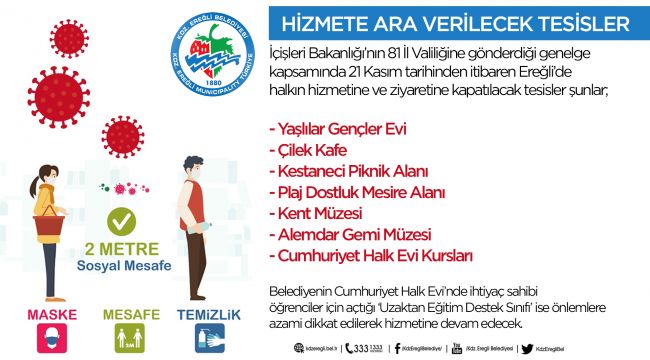 BELEDİYE, HİZMETE ARA VERİLECEK TESİSLERİ AÇIKLADI