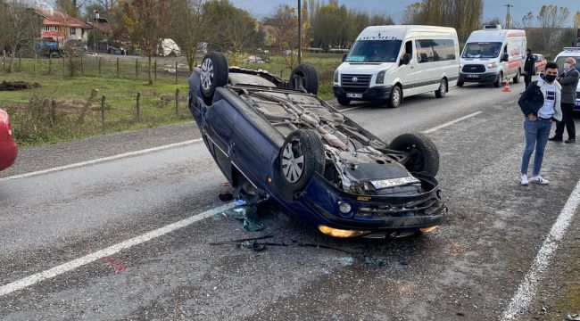- Refüje çarptı takla attı; 1 yaralı