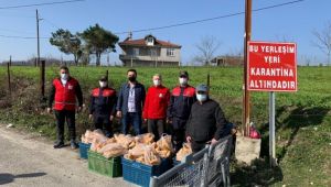 KARANTİNADA OLAN KÖYE GIDA YARDIMI