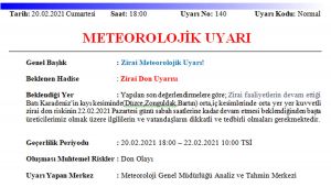 Meteoroloji uyardı: Don olaylarına dikkat!