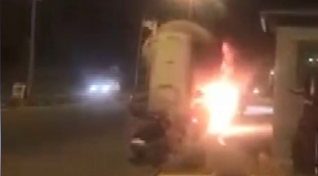 Alev alan tanker panik yaşattı