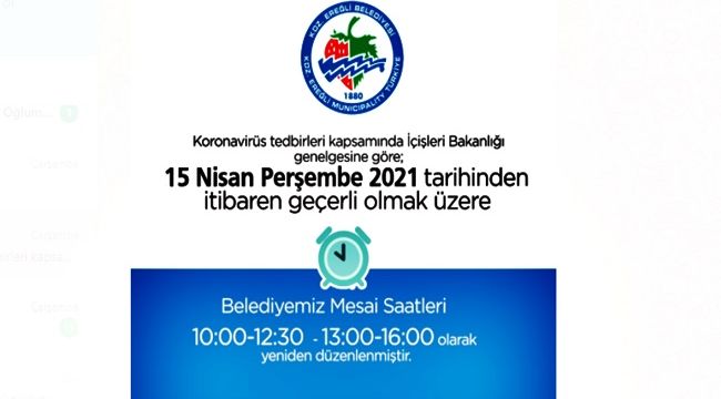 Mesai saatleri değişti