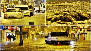 Caddeler göle döndü, araçlar yolda kaldı