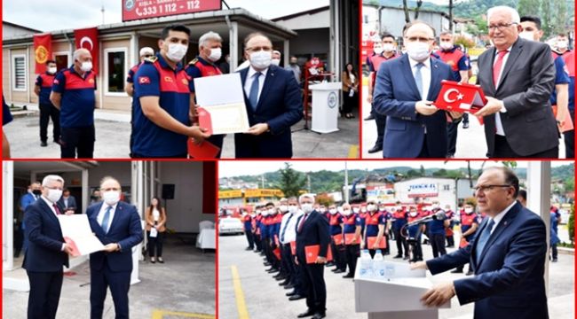 Faciayı önlemişlerdi! Vali Tutulmaz'dan Ereğli İtfaiyesine Başarı Belgesi