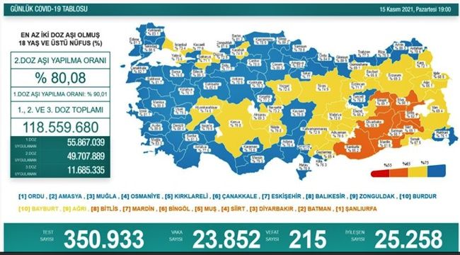 Son 24 saatte Korona'dan 215 kişi hayatını kaybetti