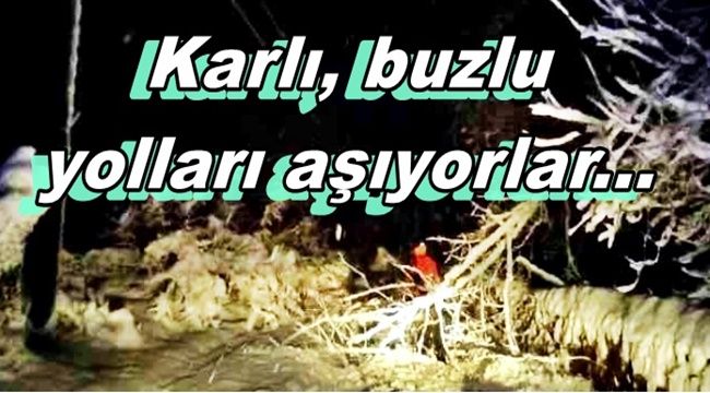 Sağlık ekiplerinin karla mücadelede zorlu mesaisi