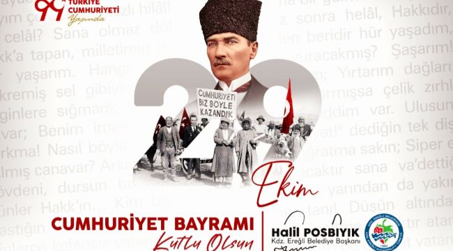 Başkan Posbıyık, Cumhuriyetin 99'uncu yılını kutladı 