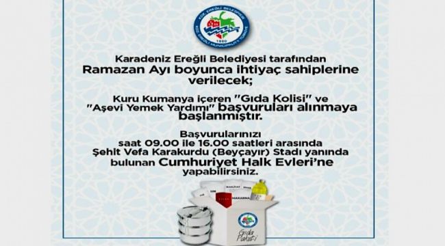 Gıda kolisi ve aşevi başvuruları başladı 