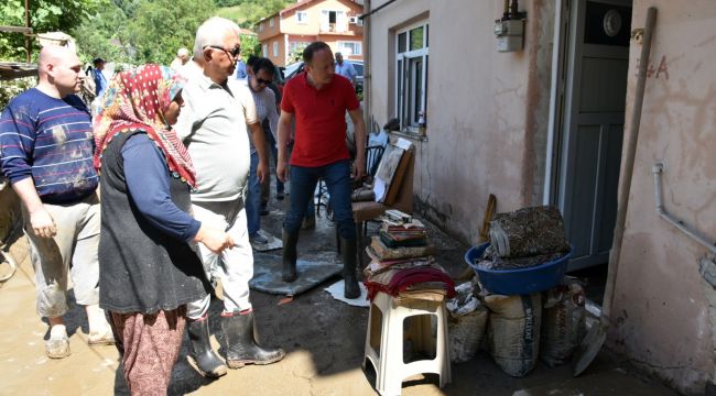 BAŞKAN HALİL POSBIYIK, SEL BÖLGESİNDE İNCELEMELERDE BULUNDU