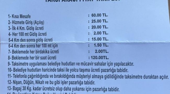 - Kdz.Ereğli’de taksi ücretlerine zam geldi