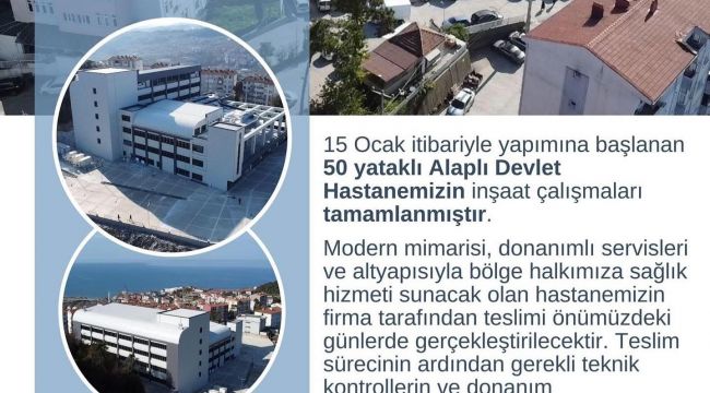 HASTANE KISA SÜREDE HİZMETE AÇILIYOR…