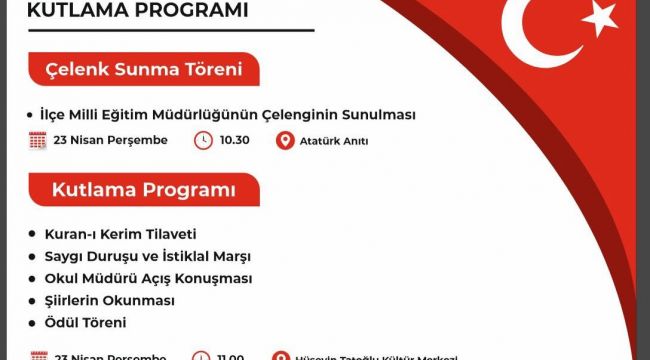 EREĞLİ'DE 23 NİSAN PROGRAMI AÇIKLANDI